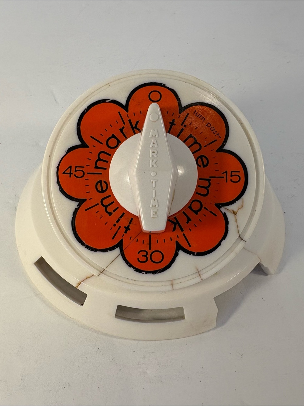 Vintage 70s Mark-Time Mod Orange Flower Kitchen Timer - Working!